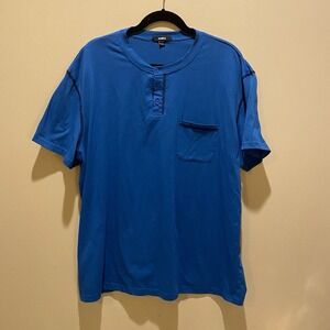 Ouku Polo Pocket T Shirt Short Sleeve Standard Fit Men Size 2XL Blue Black Stich